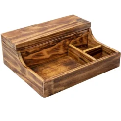 Mind Reader Nightstand Valet Tray, Phone Watch Holder, Bedroom Desk Organizer, Cosmetic Accessory Storage, Jewelry Box With 7 Compartments, Burnt Wood, Brown -Storage Store GUEST b3f982e7 404e 4fcc 922d a05ff4ffa0bf