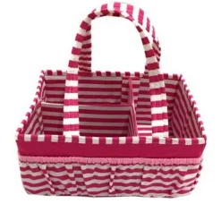 Bacati - Pin Stripes Fuschia Storage Caddy -Storage Store GUEST b400c137 7b96 4b82 b44f 29c76c648e08