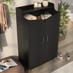 Tamworth Double Door Shoe Cabinet Black - MiBasics -Storage Store GUEST b5a9a846 38cc 412b 8098 d548b21dbc77