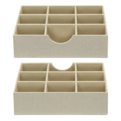 Household Essentials Set Of 2 9-Section Drawer Trays Cream -Storage Store GUEST b8f33675 4125 4add 96de f27e60f5339d