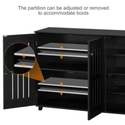 Yaheetech 4 Tier Shoe Storage Cabinet Closed Shoes Rack With Adjustable Shelves, Black -Storage Store GUEST ba41f563 1fc0 48cb 978c fcae04ab0ab8