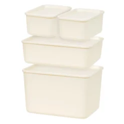 IRIS USA 4Pack Stackable Lidded Basket Storage Organizer Bins, Off White -Storage Store GUEST bbb4a16d de7a 4f65 a514 15176ecf8b09