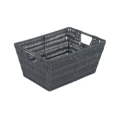 Simplify 3pc Rattan Tote Set With Sterling Silver Handles Charcoal -Storage Store GUEST bca19122 1f7c 4c5a a47f 75f6a326ee1f