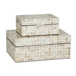 Set Of 2 Wooden Boxes With Pattern - Olivia & May -Storage Store GUEST bd63a8f7 8a78 4e2d 819c b10a2bedc31b