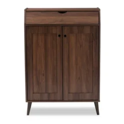 Cormier Walnut Finished 2 Door Wood Entryway Shoe Storage Cabinet Brown - Baxton Studio -Storage Store GUEST bed26c29 c131 47e2 af5c 117b2074bbf5
