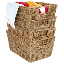Best Choice Products Set Of 4 Multipurpose Stackable Seagrass Storage Laundry Organizer Baskets W/ Handles -Storage Store GUEST bffc44b9 ca13 4243 8872 0537ee2e0832