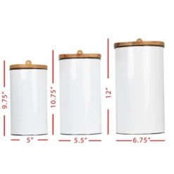 Set Of 3 White Enamel Metal Lidded Decorative Storage Canisters - Foreside Home & Garden -Storage Store GUEST c0c6c442 835c 4543 8778 335a3729c6c9