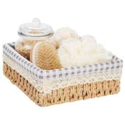 Farmlyn Creek Set Of 3 Rectangular Wicker Baskets For Organizing With Removable Fabric Liners, Rectangular Home Storage Bins For Pantry Items, 3 Sizes -Storage Store GUEST c514bc22 ed34 4bbb 8bfc f6d42243a120