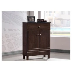 Felda Modern Shoe Cabinet With 2 Doors And Drawer - Dark Brown - Baxton Studio 9 Felda Modern Shoe Cabinet With 2 Doors And Drawer - Dark Brown - Baxton Studio -Storage Store GUEST c5ceb886 121d 4cec a8c9 d7917e5d920a