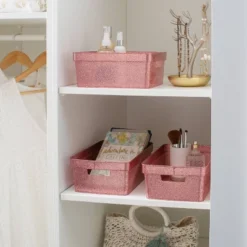 Simplify 3pk Small Glitter Totes Pink -Storage Store GUEST c8215433 d38b 4ae3 8217 e88776efcc8d