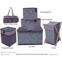 Bacati - Clouds In The City Mint//Gray Storage Box Small 8 Bacati - Clouds In The City Mint//Gray Storage Box Small -Storage Store GUEST ca7e52f8 943c 4af1 b7dd db8b6d387a3f