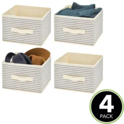 MDesign Soft Fabric Closet Storage Organizer Cube Bin, 4 Pack