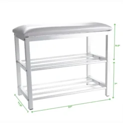 Mind Reader 3 Tier Shoe Bench, White -Storage Store GUEST ceddd463 5324 4663 a7f5 585207c02315