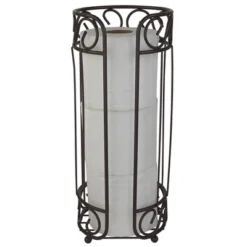 Home Basics Scroll Collection Bath Tissue Reserve Toilet Paper Roll Holder Stand, Bronze