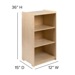 Flash Furniture Wooden 3 Section School Classroom Storage Cabinet For Commercial Or Home Use - Safe, Kid Friendly Design - 36"H (Natural) -Storage Store GUEST d05012fd 0a7b 43dc af46 61baf6ebaf99