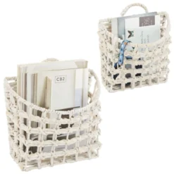 MDesign Hyacinth Home Storage Wall Mount Basket, Set Of 2 -Storage Store GUEST d0775f3f e9b4 4536 8143 03582f6715e4