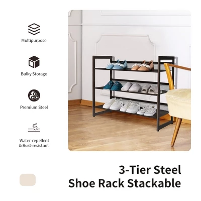 Costway 2-Tier3-Tier4-Tier Shoe Rack Adjustable To Flat Or Slant Shoe Organizer Holder Stand 2 Costway 2-Tier3-Tier4-Tier Shoe Rack Adjustable To Flat Or Slant Shoe Organizer Holder Stand - Image 2