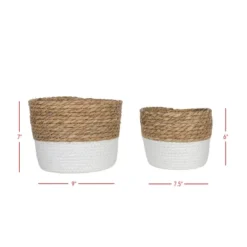 Set Of 2 Baskets White Seagrass & Rope By Foreside Home & Garden -Storage Store GUEST d24d8064 f097 45d7 8144 84f00b8c3fd0