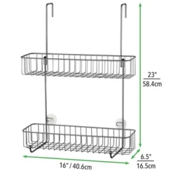 MDesign Wide Metal Over Door Hanging Shower Caddy, 2 Hooks And Baskets -Storage Store GUEST d26b1b69 8f31 4a75 b5d1 0b6e4aa46c33