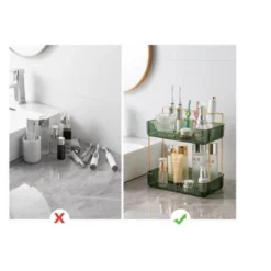 MPM 2 Tiers Storage Rack With Toothbrush Toothpaste Makeup Brush Holder, Storage Organizers, Multifunctional Stand Rack