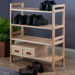2pc Mercury Stackable Shoe Rack Set Natural - Winsome -Storage Store GUEST d3fd4cb9 aabd 4c22 8ba5 bddee0986f4f