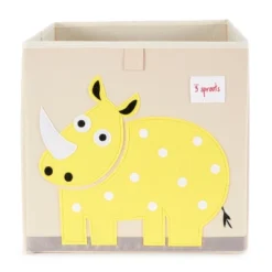 3 Sprouts Large 13 Inch Square Children's Foldable Fabric Storage Cube Organizer Box Soft Toy Bin, Yellow Rhino And Polka Dot Sheep (2 Pack) -Storage Store GUEST d41b443e e6e0 4d16 8787 6aebaaacffc5