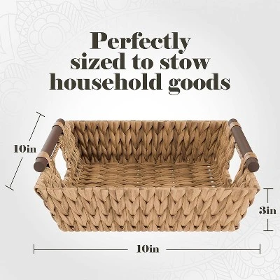 American Atelier Water Hyacinth Wicker Basket With Handles Square Woven Wicker Storage Baskets, Built-in Carry Handles Laundry Storage Or Pantry Bin 6 American Atelier Water Hyacinth Wicker Basket With Handles Square Woven Wicker Storage Baskets, Built-in Carry Handles Laundry Storage Or Pantry Bin - Image 6