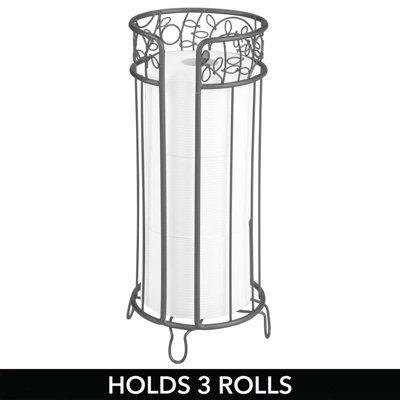 MDesign Decorative Metal Toilet Paper Storage Holder Stand, 3 Rolls 6 MDesign Decorative Metal Toilet Paper Storage Holder Stand, 3 Rolls - Image 6