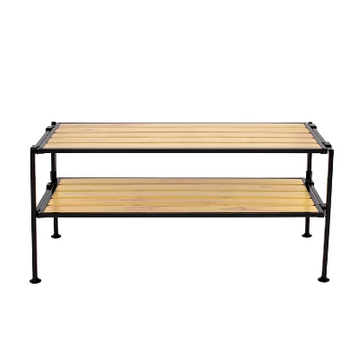 Seville Classics 2 Tier Stackable Aspen Resin Slat Shoe Rack Black 5 Seville Classics 2 Tier Stackable Aspen Resin Slat Shoe Rack Black - Image 5