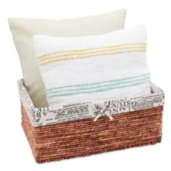 Set Of 5 Brown Woven Storage Nesting Baskets For Closet Organization, Bathroom Shelves, Pantry, Vanity, Bathroom, Small, Rectangular, 3 Sizes -Storage Store GUEST d7b07830 0ac7 4f8f af11 897c86d9b196