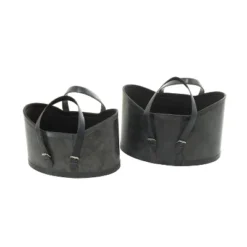 Set Of 2 Leather Storage Baskets Dark Brown - Olivia & May -Storage Store GUEST d8494ad1 7aab 4673 a49b ec7612d7e198