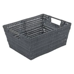 Simplify 3pc Rattan Tote Set With Sterling Silver Handles Charcoal -Storage Store GUEST da456c96 b09d 4a4d bba3 ca8cfe8fef8e