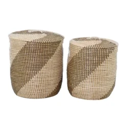 Set Of 2 Seagrass Storage Baskets Brown - Olivia & May