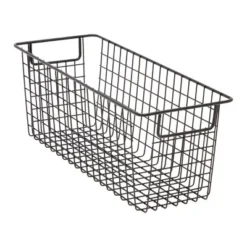 Farmlyn Creek 3 Pack Metal Wire Storage Baskets For Shelves, Pantry, Closet, Long Narrow Organizer Bin, Black, 16 X 6 X 6 In -Storage Store GUEST ddcb1578 bb99 4b72 ac01 dde7950d2092