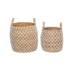 2pk Banana Leaf Storage Baskets Brown/White - Olivia & May -Storage Store GUEST de9282c8 1c22 4d61 ace4 179abfe8f839