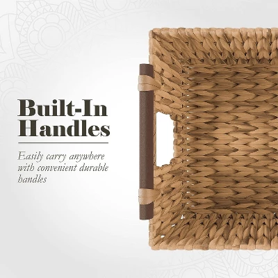 American Atelier Water Hyacinth Wicker Basket With Handles Square Woven Wicker Storage Baskets, Built-in Carry Handles Laundry Storage Or Pantry Bin 5 American Atelier Water Hyacinth Wicker Basket With Handles Square Woven Wicker Storage Baskets, Built-in Carry Handles Laundry Storage Or Pantry Bin - Image 5