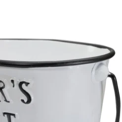 Northlight 10.5" White And Black "Farmer's Market" Lemon's Metal Bucket With Handle -Storage Store GUEST e279938b 2aa9 4ae8 bb73 65135c171551