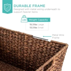 Best Choice Products Set Of 2 XL Water Hyacinth Woven Tapered Storage Basket Chests W/ Attached Lid, Handle Hole -Storage Store GUEST e70c1463 8496 4f33 b62f 3c6ccba4ca59