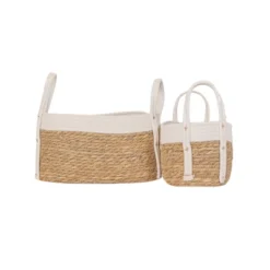 Set Of 2 Oblong Handled Baskets Seagrass & White Cotton Rope By Foreside Home & Garden -Storage Store GUEST ea64fdf0 554d 49ba 954a c71a338629dd