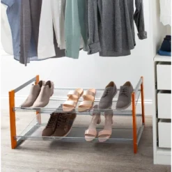 Organize It All 2pk Stackable Wood And Metal Shoe Racks -Storage Store GUEST eb073e11 50ae 4d3d ae7e 79fc6565909c