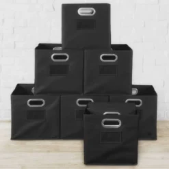 Niche Cubo 12pk Foldable Fabric Storage Bin With Label Holder Black