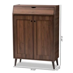 Cormier Walnut Finished 2 Door Wood Entryway Shoe Storage Cabinet Brown - Baxton Studio -Storage Store GUEST ee119aae ba57 4814 ae06 b72301c1e578