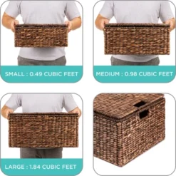 Best Choice Products Set Of 3 Large Multipurpose Hyacinth Storage Baskets W/ Insert Handles, Lid - 21", 20", 18" -Storage Store GUEST ee3caf2c 67b5 45f5 b252 8f1ec537be26