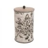 Set Of 3 Cream And Gray Floral Metal Decorative Storage Canisters - Foreside Home & Garden