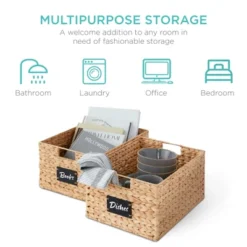 Best Choice Products Set Of 2 16in Woven Water Hyacinth Pantry Baskets W/ Chalkboard Label, Chalk Marker -Storage Store GUEST f17dd082 60ba 4655 8c02 aab2436b17d9