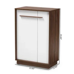 Mette Walnut Finished Wood Shoe Cabinet White - Baxton Studio -Storage Store GUEST f19dce63 adbd 4e5f a760 546a4795679e