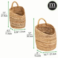 MDesign Woven Banana Bark Hanging Wall Storage Basket - Set Of 2 - Natural/Tan -Storage Store GUEST f34a0585 2c1d 49c1 9da5 ccb38e842d99