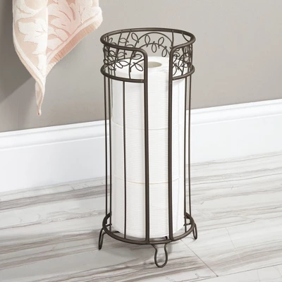 MDesign Decorative Metal Toilet Paper Storage Holder Stand, 3 Rolls 2 MDesign Decorative Metal Toilet Paper Storage Holder Stand, 3 Rolls - Image 2
