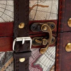 Okuna Outpost Wooden Travel Wine Bottle Box For Storage, World Map Design, 11 X 8.5 X 9.8 In. -Storage Store GUEST f4662f15 5072 416f 9f1f 40735efe5198