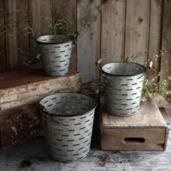 Set Of 3 Galvanized Metal & Wood Baskets - Foreside Home & Garden -Storage Store GUEST f5066b8c 67ba 45ac b1f4 0d9e5c515034